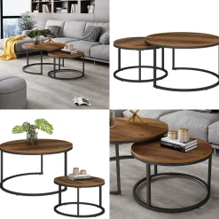 Vicco Couchtisch Set Montreal, 2-teiliger Sofatisch, Antikholz, 77 x 40 cm 2 Teile