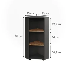 Vicco Eckmidischrank Anthrazit/Artisan Irma 33x81x33 cm - Die Badezimmermöbel, Ideal für kleine Bäder oder enge Räume