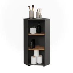 Vicco Eckmidischrank Anthrazit/Artisan Irma 33x81x33 cm - Die Badezimmermöbel, Ideal für kleine Bäder oder enge Räume