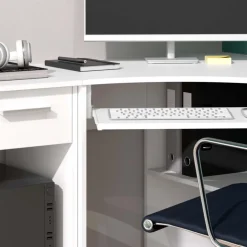 Vicco Eckschreibtisch Odin, Winkelschreibtisch, Weiß, 83 x 76 cm Set mit PC-Schrank