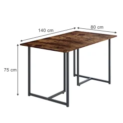 Vicco Esstisch "Merido", Eiche rustikal/Grau, 140 x 80 cm