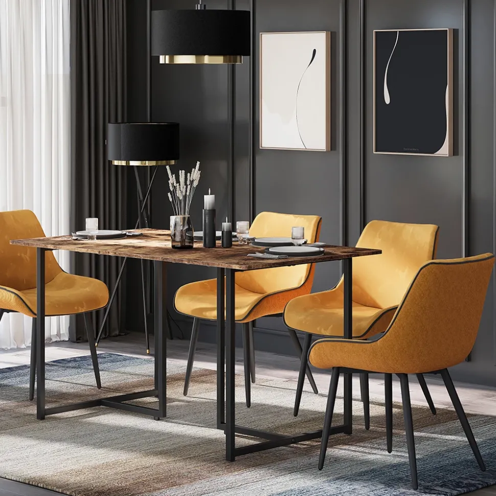 Vicco Esstisch "Merido", Eiche rustikal/Schwarz, 140 x 80 cm