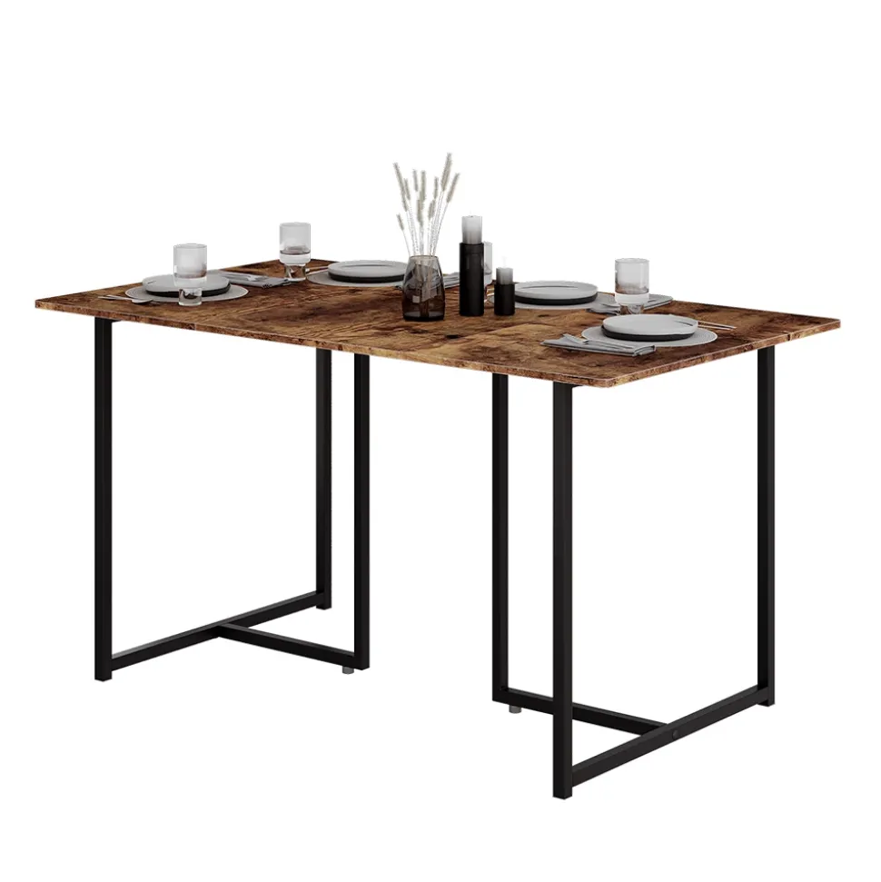 Vicco Esstisch "Merido", Eiche rustikal/Schwarz, 140 x 80 cm