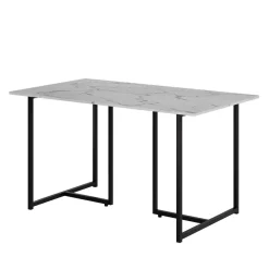 Vicco Esstisch "Merido", Schwarz/Marmor-Weiß, 140 x 80 cm