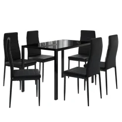 Vicco Esstisch Set "Grand", Schwarz, 120 x 75 cm 6er Set