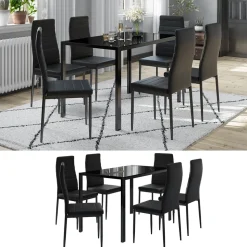 Vicco Esstisch Set "Grand", Schwarz, 120 x 75 cm 6er Set