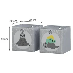 Vicco Faltbox, Regalbox für Kinder, Grau, 30 x 30 cm (Motiv Faultiere)