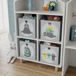 Vicco Faltbox, Regalbox für Kinder, Grau, 30 x 30 cm (Motiv Faultiere)