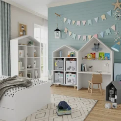 Vicco Faltbox, Regalbox für Kinder, Grau, 30 x 30 cm (Motiv Katzen & Vögel)