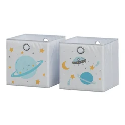 Vicco Faltbox, Regalbox für Kinder, Grau, 30 x 30 cm (Motiv Weltall)