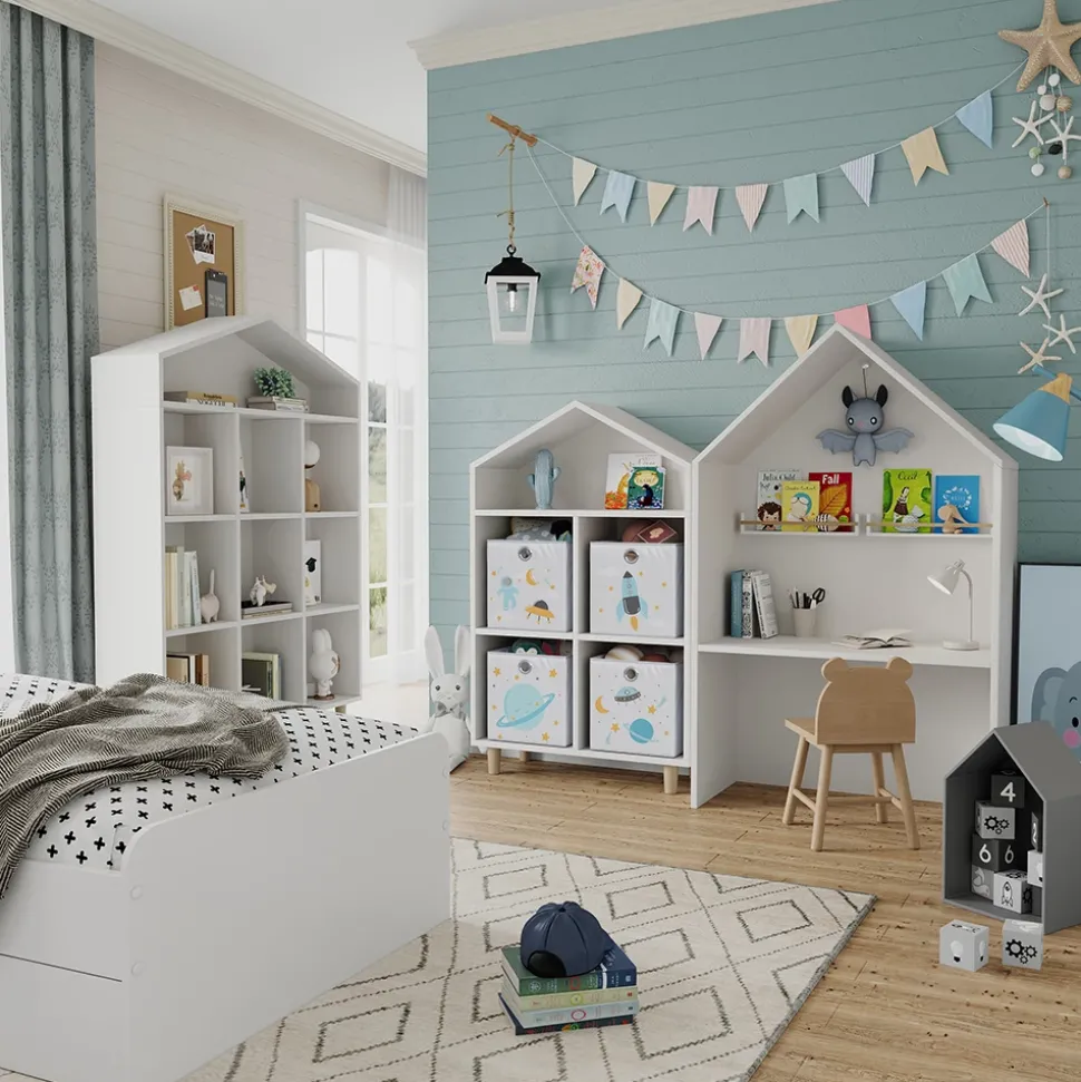 Vicco Faltbox, Regalbox für Kinder, Grau, 30 x 30 cm (Motiv Weltall)