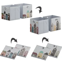 Vicco Faltbox, Regalbox für Kinder, Grau, 30 x 30 cm (Motiv Stadt)