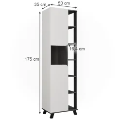 Vicco Hochschrank Anthrazit/Weiß Karen 50x175x35 cm - Badschrank, Mehr Ordnung im Badezimmer durch übersichtliche Ablage