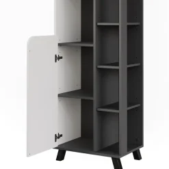 Vicco Hochschrank Anthrazit/Weiß Karen 50x175x35 cm - Badschrank, Mehr Ordnung im Badezimmer durch übersichtliche Ablage