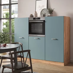 Vicco Küchenblock "R-Line", Blau-Grau/Goldkraft Eiche, 180 cm ohne Arbeitsplatte