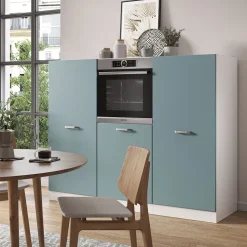 Vicco Küchenblock R-Line, Miniküche, Blau-Grau/Weiß, 180 cm ohne Arbeitsplatte