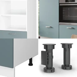 Vicco Küchenblock R-Line, Miniküche, Blau-Grau/Weiß, 180 cm ohne Arbeitsplatte