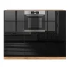Vicco Küchenblock "R-Line", Schwarz Hochglanz/Goldkraft Eiche, 180 cm ohne Arbeitsplatte