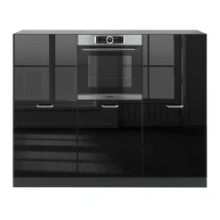 Vicco Küchenblock "R-Line", Schwarz Hochglanz/Anthrazit, 180 cm ohne Arbeitsplatte