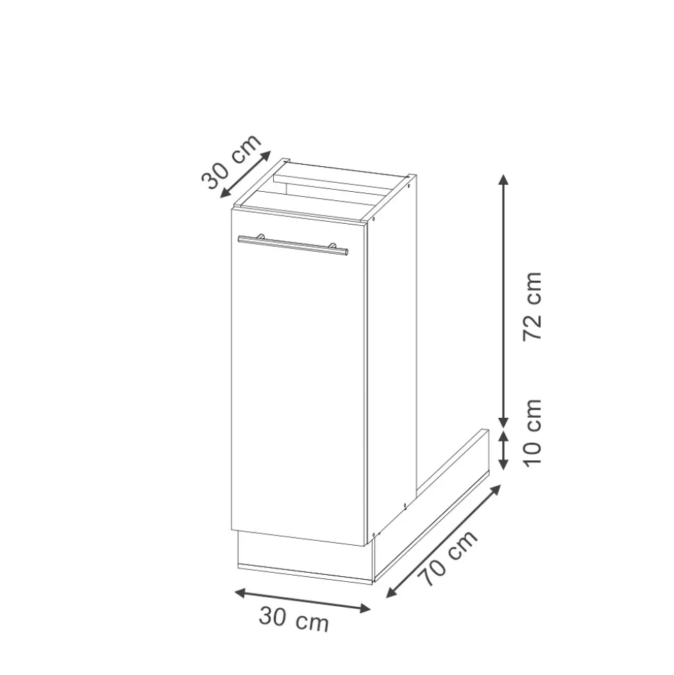 Vicco Kücheninsel "Fame-Line", Schwarz gestreift, 30 cm ohne Arbeitsplatte