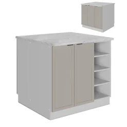 Vicco Kücheninsel Fame-Line, Kochinsel für die Küche, GrauBeige, 90 cm ohne Arbeitsplatte