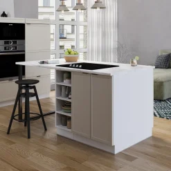 Vicco Kücheninsel Fame-Line, Kochinsel für die Küche, GrauBeige, 90 cm ohne Arbeitsplatte