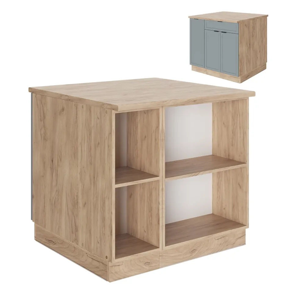 Vicco Kücheninsel "Fame-Line", Hellblau-grau, 90 cm mit Schublade, ohne Arbeitsplatte