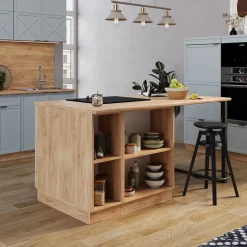 Vicco Kücheninsel "Fame-Line", Hellblau-grau, 90 cm mit Schublade, ohne Arbeitsplatte