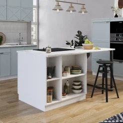 Vicco Kücheninsel "Fame-Line", Hellblau-grau, 90 cm mit Schublade, ohne Arbeitsplatte