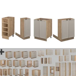 Vicco Kücheninsel Fame-Line, Kochinsel für die Küche, GrauBeige, 90 cm ohne Arbeitsplatte