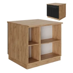 Vicco Kücheninsel "Fame-Line", Schwarz gestreift, 90 cm mit Schublade, ohne Arbeitsplatte