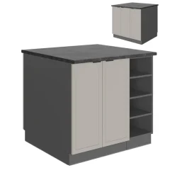 Vicco Kücheninsel Fame-Line, Kochinsel für die Küche, GrauBeige, 90 cm ohne Arbeitsplatte