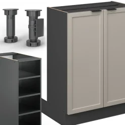 Vicco Kücheninsel Fame-Line, Kochinsel für die Küche, GrauBeige, 90 cm ohne Arbeitsplatte