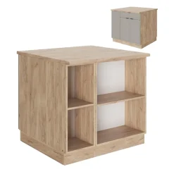 Vicco Kücheninsel "Fame-Line", GrauBeige, 90 cm mit Schublade, ohne Arbeitsplatte