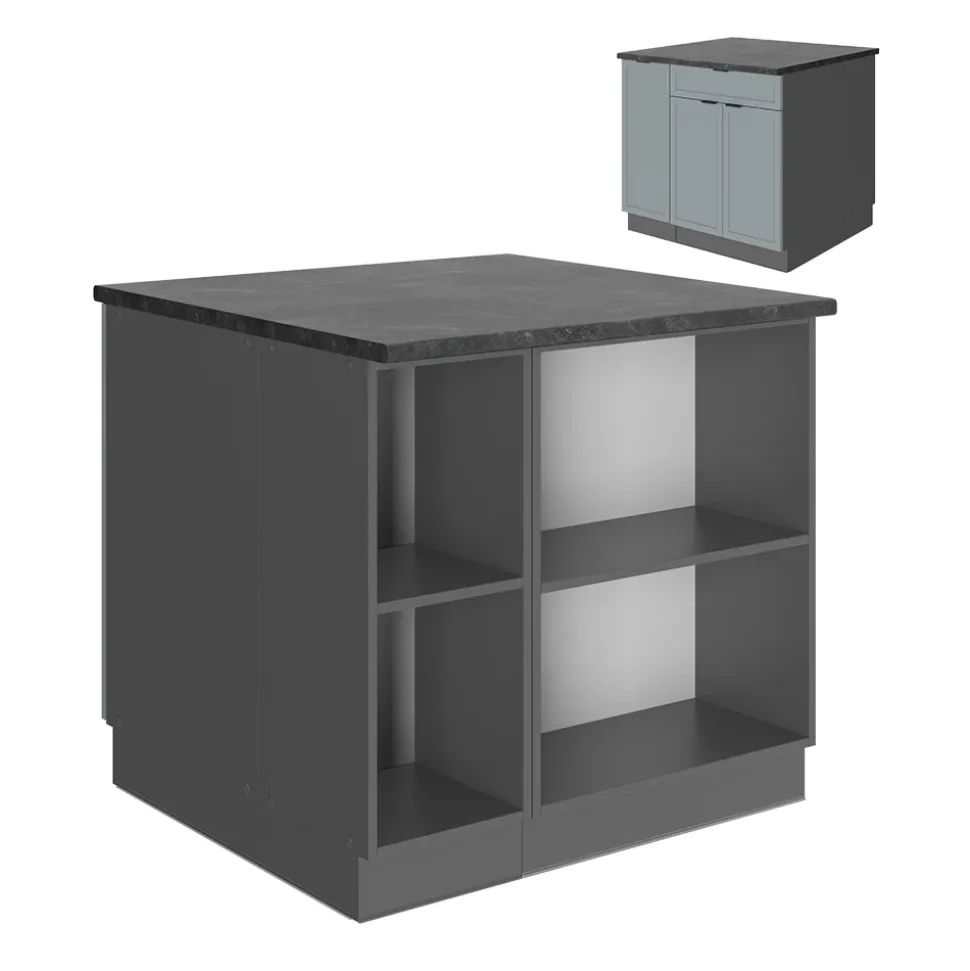 Vicco Kücheninsel "Fame-Line", Hellblau-grau, 90 cm mit Schublade, ohne Arbeitsplatte