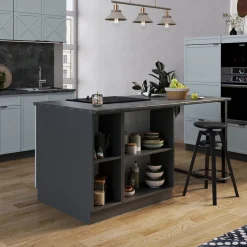 Vicco Kücheninsel "Fame-Line", Hellblau-grau, 90 cm mit Schublade, ohne Arbeitsplatte