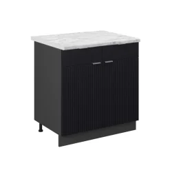 Vicco Küchenunterschrank "Fame-Line", Schwarz gestreift, 80 cm , AP Marmor