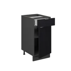 Vicco Küchenunterschrank Fame-Line, Schubladenschrank für die Küche, Schwarz gestreift, 40 cm, AP Eiche