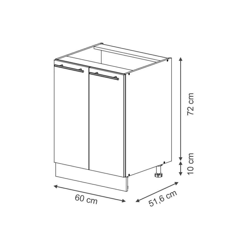 Vicco Küchenunterschrank "Fame-Line", Schwarz gestreift, 60 cm ohne Arbeitsplatte