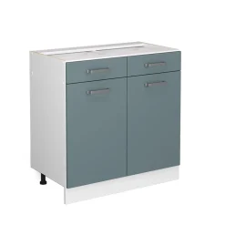 Vicco Küchenunterschrank R-Line, Schubladenschrank für die Küche, Blau-Grau, 80 cm, ohne Arbeitsplatte