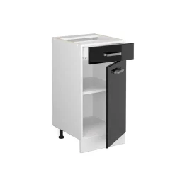 Vicco Küchenunterschrank "R-Line", Schwarz Hochglanz, 40 cm ohne Arbeitsplatte