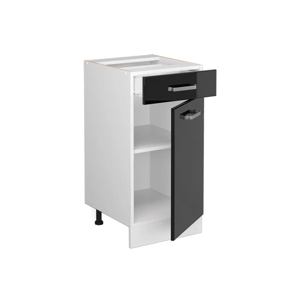 Vicco Küchenunterschrank "R-Line", Schwarz Hochglanz, 40 cm ohne Arbeitsplatte