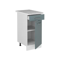 Vicco Küchenunterschrank R-Line, Schubladenschrank für die Küche, Blau-Grau/Weiß, 40 cm, AP Marmor