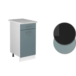 Vicco Küchenunterschrank R-Line, Schubladenschrank für die Küche, Blau-Grau/Weiß, 40 cm, AP Marmor