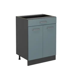 Vicco Küchenunterschrank "R-Line", Blau-Grau, 60 cm mit Schublade, ohne Arbeitsplatte