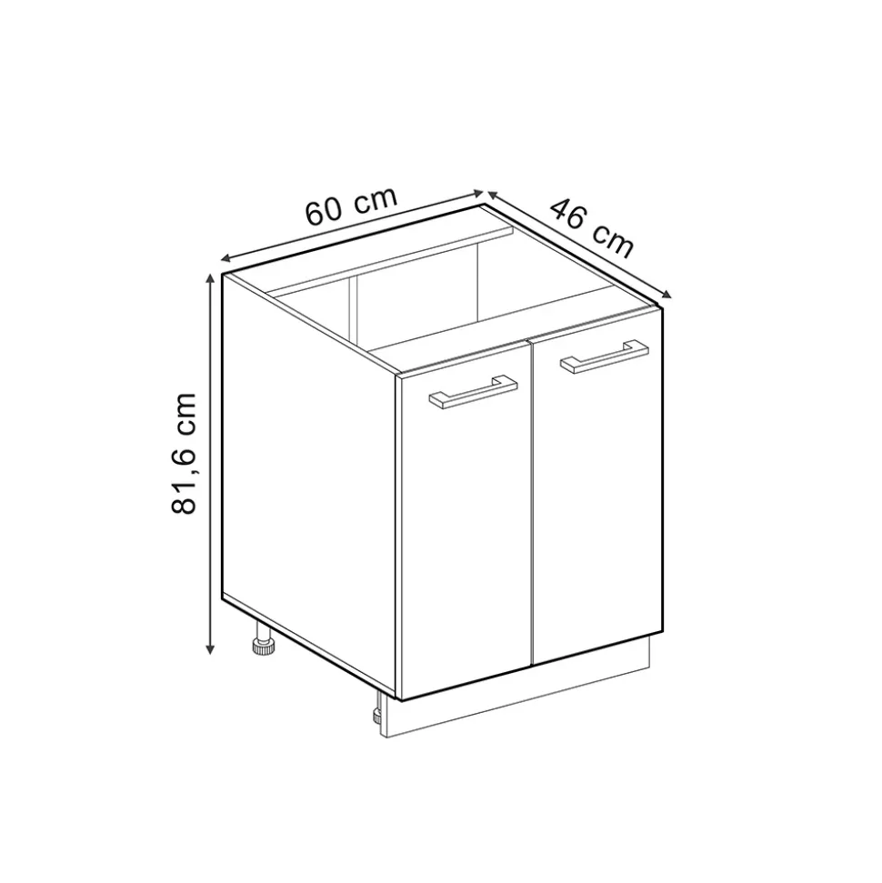 Vicco Küchenunterschrank "R-Line", Blau-Grau/Weiß, 60 cm ohne Arbeitsplatte