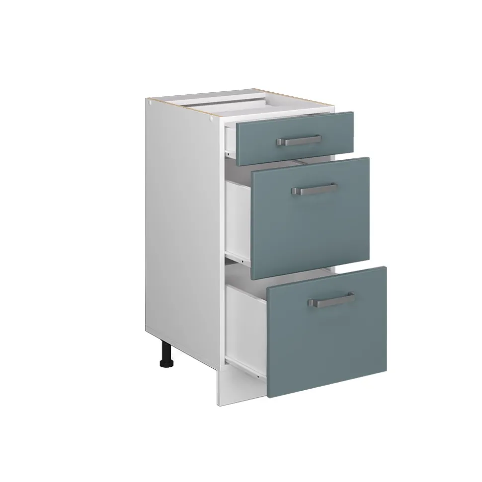 Vicco Küchenunterschrank "R-Line", Blau-Grau/Weiß, 40 cm mit Schubladen, ohne Arbeitsplatte