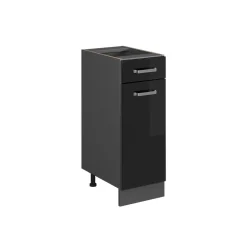 Vicco Küchenunterschrank "R-Line", Schwarz Hochglanz/Anthrazit, 30 cm ohne Arbeitsplatte