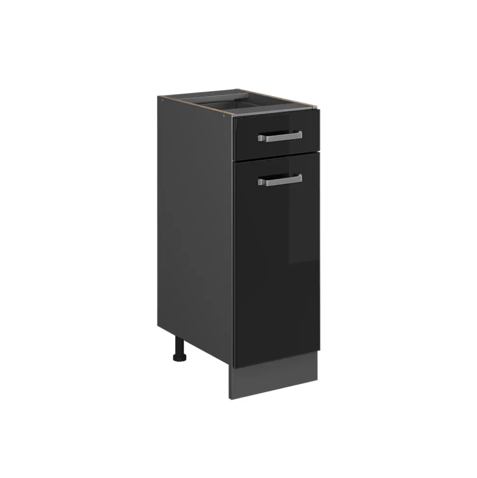 Vicco Küchenunterschrank "R-Line", Schwarz Hochglanz/Anthrazit, 30 cm ohne Arbeitsplatte