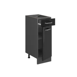 Vicco Küchenunterschrank "R-Line", Schwarz Hochglanz/Anthrazit, 30 cm ohne Arbeitsplatte